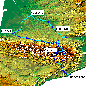 Map of places mentioned in Caumont Barcelona