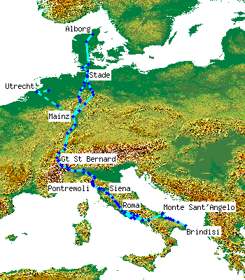 Map of places mentioned in Nikulas of Munkathvera