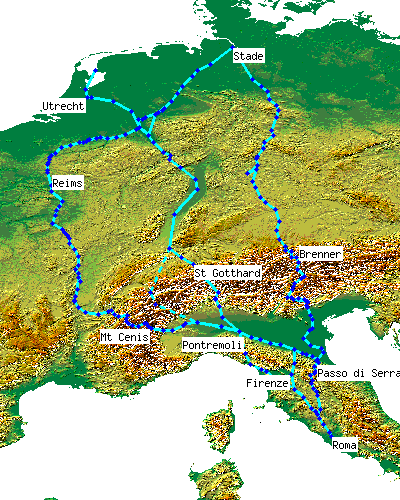 Map of places mentioned in Annales Stadenses
