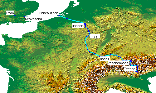 Map of places mentioned in Wey2